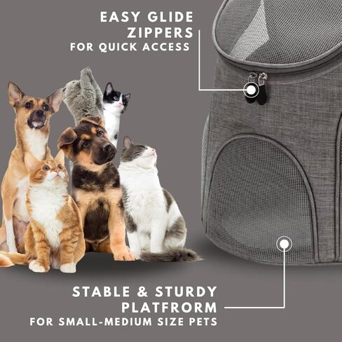 Pet Carrier Backpack with Poop Bag, Cat & Dog Treats & Water Bottle Compartment, Breathable Pet Carrier Small to Medium Cat, Dog, Puppies, Travel Pet Carrier with Comfortable & Secure Straps in Saudi Arabia