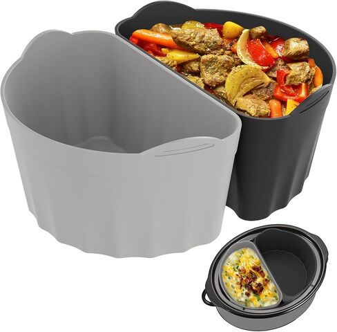 OUTXE Upgraded Slow Cooker Divider Liner fit 6 QT Crockpot, Reusable & Leakproof Silicone Crockpot Divider, Dishwasher Safe Cooking Liner for 6 Quart Pot in Saudi Arabia