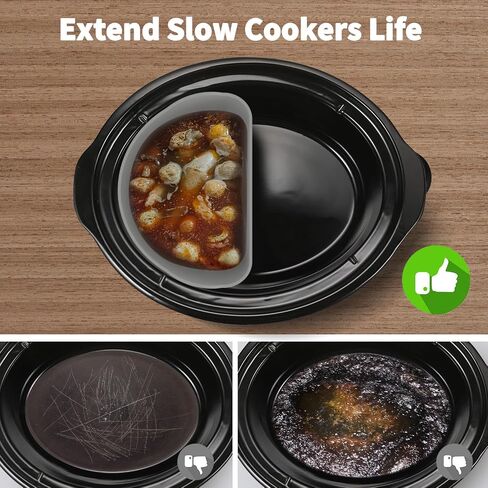 OUTXE Upgraded Slow Cooker Divider Liner fit 6 QT Crockpot, Reusable & Leakproof Silicone Crockpot Divider, Dishwasher Safe Cooking Liner for 6 Quart Pot in Saudi Arabia