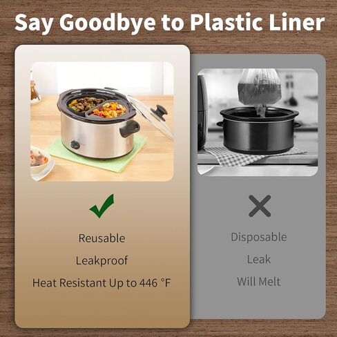 OUTXE Upgraded Slow Cooker Divider Liner fit 6 QT Crockpot, Reusable & Leakproof Silicone Crockpot Divider, Dishwasher Safe Cooking Liner for 6 Quart Pot in Saudi Arabia