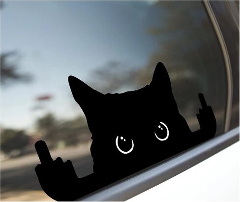 إصبع CAT الأوسط، FUNNY، ملصق لاصق، ملصق فينيل، نافذة السيارة، مصد السيارة، زجاجة مياه تطل على القطة من الفينيل | ملصق سيارة | ملصق المصد | ملصق النافذة | الكمبيوتر المحمول، ملصق الهاتف. in Saudi Arabia