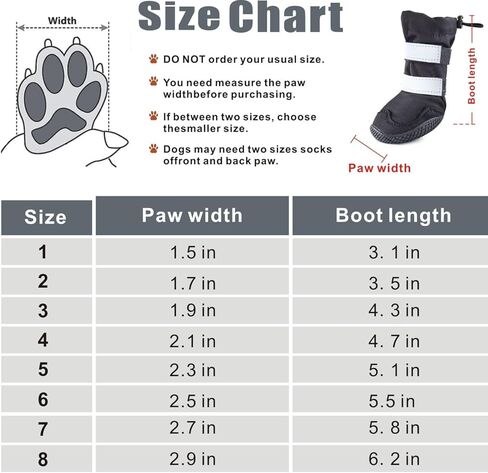 أحذية Idepet للكلاب الصغيرة الكبيرة، أحذية للكلاب مضادة للانزلاق، مقاومة للماء لحماية أقدام الكلاب من المطر الثلجي، أحذية للكلاب الشتوية بأشرطة عاكسة (أسود، مقاس 6: 2.5 بوصة (العرض)) in Kuwait