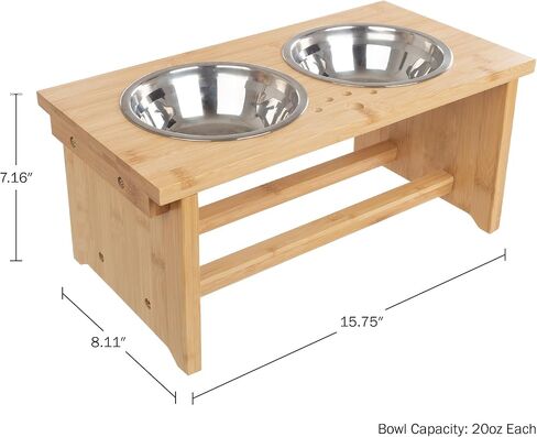 حامل أوعية مرتفعة للكلاب - يمكن تعديله إلى 3 ارتفاعات للحيوانات الأليفة الصغيرة والمتوسطة والكبيرة - أوعية للكلاب من الفولاذ المقاوم للصدأ بسعة 34 أونصة لكل منها من بيت ميكر (رمادي) in Kuwait