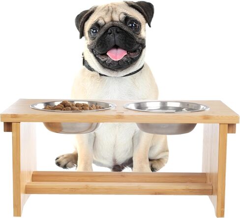 حامل أوعية مرتفعة للكلاب - يمكن تعديله إلى 3 ارتفاعات للحيوانات الأليفة الصغيرة والمتوسطة والكبيرة - أوعية للكلاب من الفولاذ المقاوم للصدأ بسعة 34 أونصة لكل منها من بيت ميكر (رمادي) in Kuwait