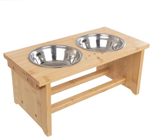 حامل أوعية مرتفعة للكلاب - يمكن تعديله إلى 3 ارتفاعات للحيوانات الأليفة الصغيرة والمتوسطة والكبيرة - أوعية للكلاب من الفولاذ المقاوم للصدأ بسعة 34 أونصة لكل منها من بيت ميكر (رمادي) in Kuwait