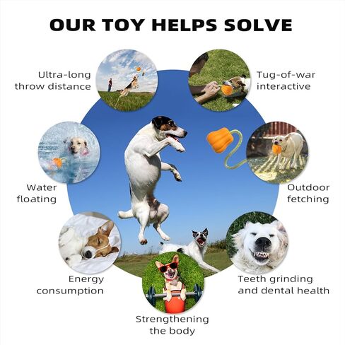 iFur Dog Pumpkin Fetch Toy, Interactive Tug of War Dog Toy, Boredom and Stimulating Chew Toys for Dogs, Tough Indoor/Outdoor Rope Enrichment Toy for Small Medium Large Breed (Fetch) in Saudi Arabia