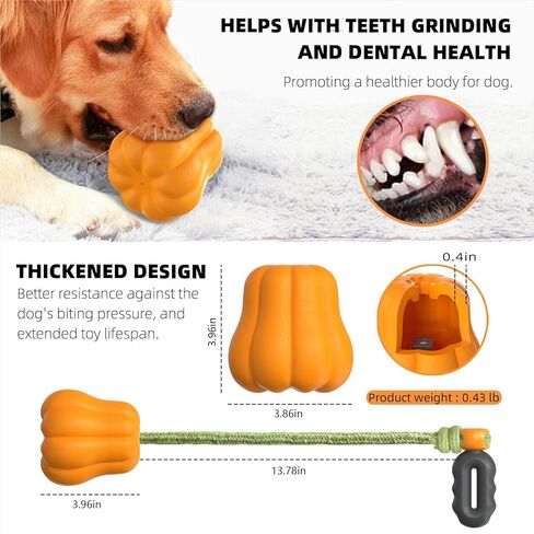 iFur Dog Pumpkin Fetch Toy, Interactive Tug of War Dog Toy, Boredom and Stimulating Chew Toys for Dogs, Tough Indoor/Outdoor Rope Enrichment Toy for Small Medium Large Breed (Fetch) in Saudi Arabia