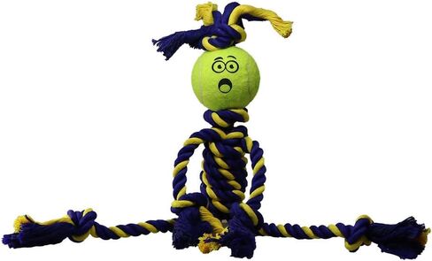 Petsport Twisted Chews Extremely Durable Rope Tug Dog Toys Great for Heavy Chewers and Teething Puppies (Mini Braided Rope Rasta Man w/1.5" Tennis Ball) in Kuwait