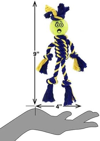 Petsport Twisted Chews Extremely Durable Rope Tug Dog Toys Great for Heavy Chewers and Teething Puppies (Mini Braided Rope Rasta Man w/1.5" Tennis Ball) in Kuwait