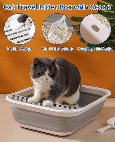 BNOSDM 8 Pcs Small Kitten Collapsible Litter Box Low Entry for Travel Set, Litter Boxes for Senior Cats, Foldable Cat Toilet, Open Small Litter Pan for Kittens (Blue) in Saudi Arabia