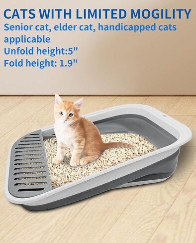 BNOSDM 8 Pcs Small Kitten Collapsible Litter Box Low Entry for Travel Set, Litter Boxes for Senior Cats, Foldable Cat Toilet, Open Small Litter Pan for Kittens (Blue) in Saudi Arabia