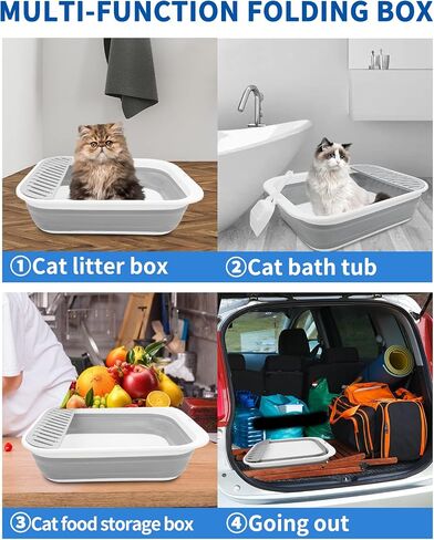 BNOSDM 8 Pcs Small Kitten Collapsible Litter Box Low Entry for Travel Set, Litter Boxes for Senior Cats, Foldable Cat Toilet, Open Small Litter Pan for Kittens (Blue) in Saudi Arabia