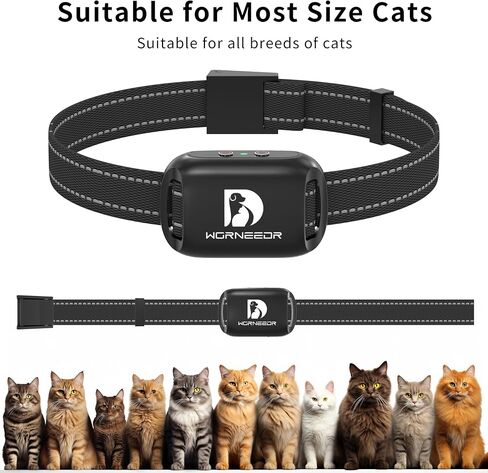 Cat Bark Collar Smart Automatic No Shock Anti Barking Cats Training Collar Rechargeable Bark Collar with 2 Adjustable Sensitivity Vibration & Beep Vibration Modes for Cats Iron Black in Saudi Arabia
