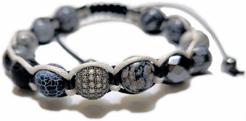 Luxury Natural Stones Bracelet Healing Crystals Bracelet Obsidian, Onyx, Jasper, Hematite, Agate, Micro Pave CZ Ball 10mm Beads Adjustable Macrame Bracelet EXCLUSIVE YOGA GIRL USA HANDMADE (obsidian) in Saudi Arabia