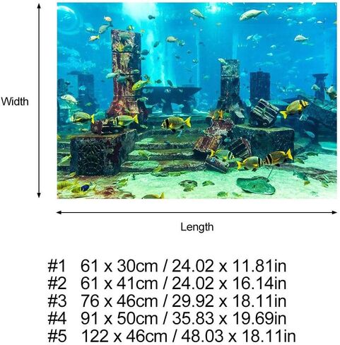 ملصق أطلال مدينة خزان الأسماك، ملصق خلفية لحوض السمك لاصق من البولي فينيل كلوريد صور ديكور حوض السمك لحوض الأسماك لتزيين جدار الأسماك (3#) in Kuwait