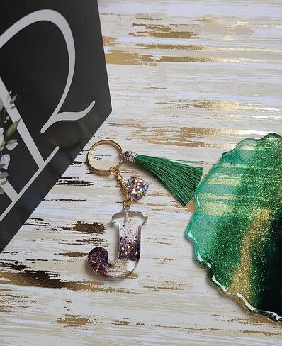 Rayna Magic Initial Resin Keychain A-Z: Handmade Gift for Women, Girls, Girlfriend, Wife, Mom, Daughter, Sister, Best Friend (P) in Saudi Arabia