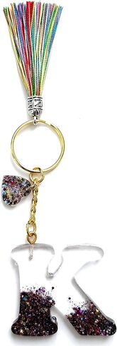 Rayna Magic Initial Resin Keychain A-Z: Handmade Gift for Women, Girls, Girlfriend, Wife, Mom, Daughter, Sister, Best Friend (P) in Saudi Arabia