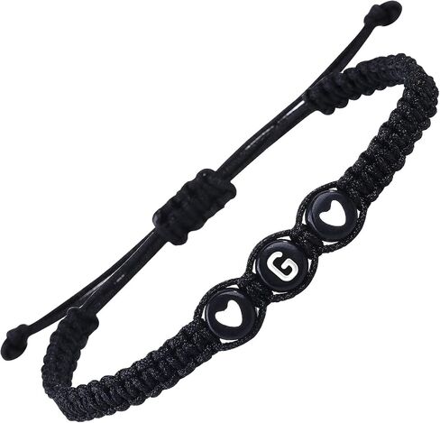 Matching Couple Initial Letter Bracelet String Elastic Mens Bracelet Charm Best Friend Friendship Love Bracelet for Men Women Sister Son Daughter Boyfriend Girlfriend Couple Gifts (G) in Saudi Arabia