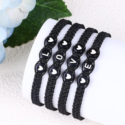 Matching Couple Initial Letter Bracelet String Elastic Mens Bracelet Charm Best Friend Friendship Love Bracelet for Men Women Sister Son Daughter Boyfriend Girlfriend Couple Gifts (G) in Saudi Arabia