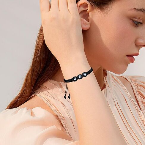 Matching Couple Initial Letter Bracelet String Elastic Mens Bracelet Charm Best Friend Friendship Love Bracelet for Men Women Sister Son Daughter Boyfriend Girlfriend Couple Gifts (G) in Saudi Arabia