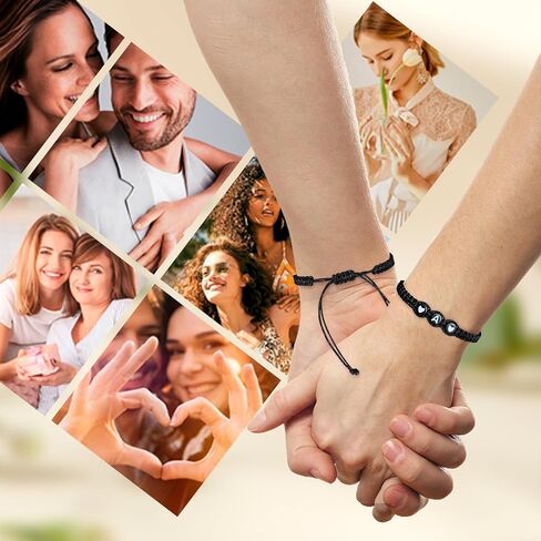 Matching Couple Initial Letter Bracelet String Elastic Mens Bracelet Charm Best Friend Friendship Love Bracelet for Men Women Sister Son Daughter Boyfriend Girlfriend Couple Gifts (G) in Saudi Arabia