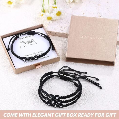 Matching Couple Initial Letter Bracelet String Elastic Mens Bracelet Charm Best Friend Friendship Love Bracelet for Men Women Sister Son Daughter Boyfriend Girlfriend Couple Gifts (G) in Saudi Arabia