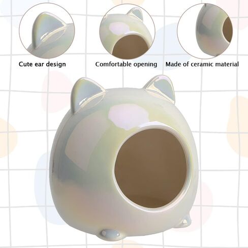 PENCK الهامستر مخبأ السيراميك القزم الهامستر منزل الموائل سرير مريح لطيف صغير شينشيلا الجربوع الفئران كوخ الحيوانات الصغيرة الرمال حمام كهف قفص الملحقات (سماوي) in Kuwait