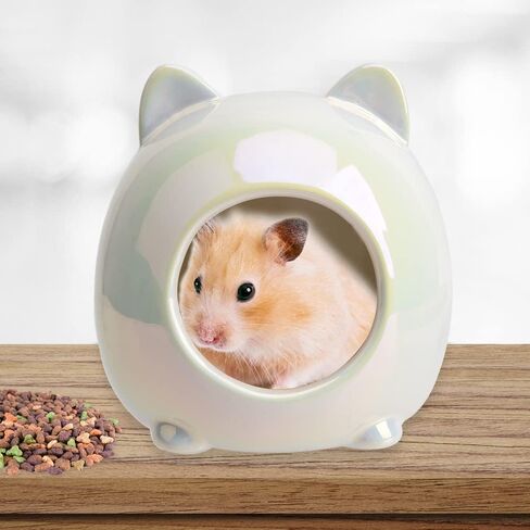PENCK الهامستر مخبأ السيراميك القزم الهامستر منزل الموائل سرير مريح لطيف صغير شينشيلا الجربوع الفئران كوخ الحيوانات الصغيرة الرمال حمام كهف قفص الملحقات (سماوي) in Kuwait