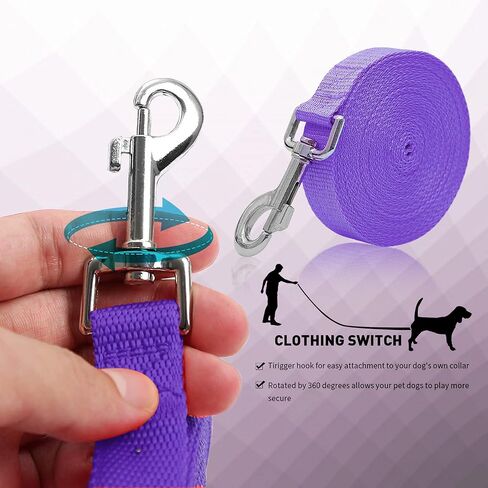 مقود تدريب للكلاب بطول 10 أقدام، للكلاب الكبيرة والمتوسطة والصغيرة، مقود طويل للكلاب، للتدريب أو الفناء الخلفي أو التخييم أو اللعب، رائع للحدائق والجلب (10 أقدام، أرجواني) in Kuwait