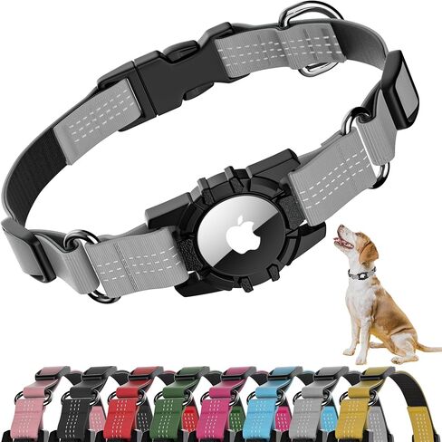Airtag Dog Collar, Upgraded Reflective Airtag Dog Collar Holder, Heavy Duty Pet Collar with Airtag Holder, Adjustable Nylon Puppy Collars for Small Medium Large Dogs(S(12.6’’-14.5’’), Blue) in Saudi Arabia