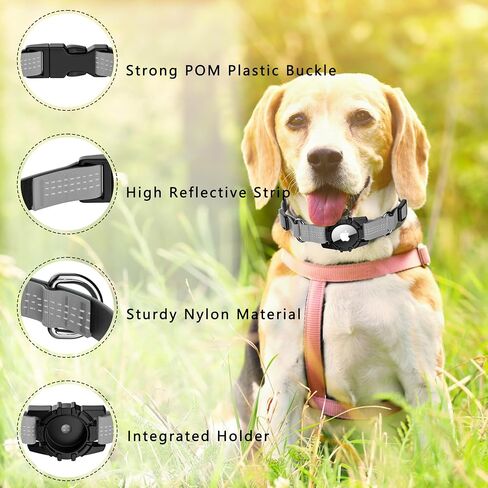 Airtag Dog Collar, Upgraded Reflective Airtag Dog Collar Holder, Heavy Duty Pet Collar with Airtag Holder, Adjustable Nylon Puppy Collars for Small Medium Large Dogs(S(12.6’’-14.5’’), Blue) in Saudi Arabia
