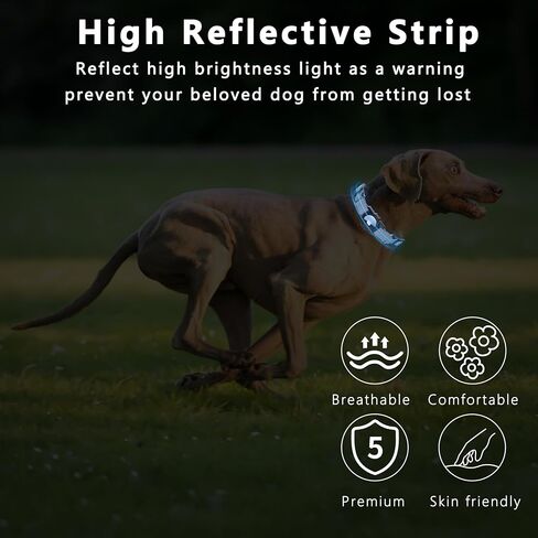 Airtag Dog Collar, Upgraded Reflective Airtag Dog Collar Holder, Heavy Duty Pet Collar with Airtag Holder, Adjustable Nylon Puppy Collars for Small Medium Large Dogs(S(12.6’’-14.5’’), Blue) in Saudi Arabia
