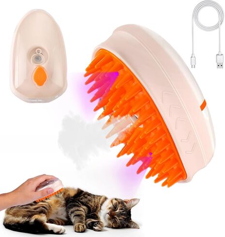 AIERSA 4 in 1 Cat Steam Brush,Spritz Defur Comb for Cats,New Upgrade Cat Grooming Brush with Real Steam,Wood's Lamp,Electric Massage,Clean in Saudi Arabia