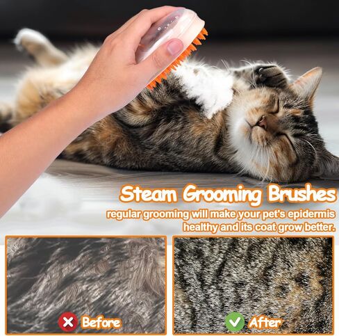 AIERSA 4 in 1 Cat Steam Brush,Spritz Defur Comb for Cats,New Upgrade Cat Grooming Brush with Real Steam,Wood's Lamp,Electric Massage,Clean in Saudi Arabia