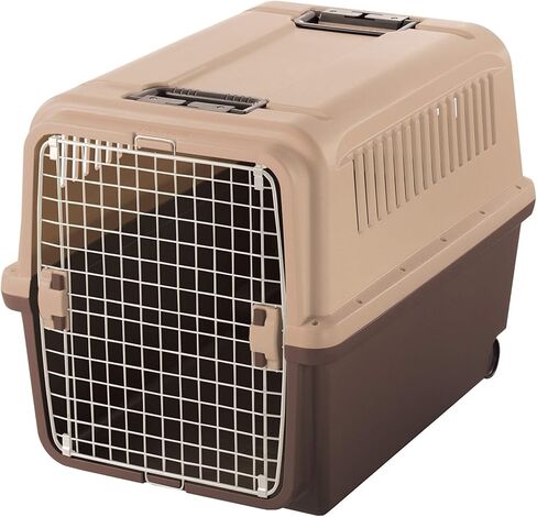 Richell E-Z Mobile Pet Carrier S/M in Brown, Wheeled Pet Carrier/Crate for Easy Travel, for Dogs and Cats in Saudi Arabia