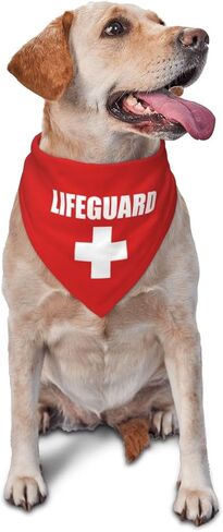Lifeguard Pet Dog Bandana Scarf for Puppy Dog Beach Pool Accessories Bandana,Summer Dog Bandana,Security Dog Bandana (Red) in Saudi Arabia