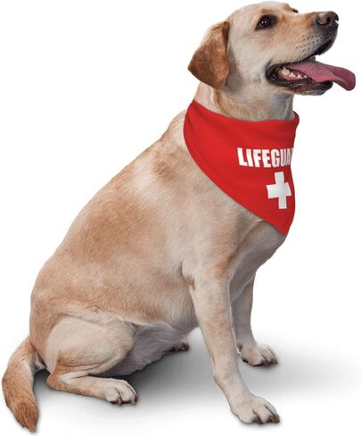 Lifeguard Pet Dog Bandana Scarf for Puppy Dog Beach Pool Accessories Bandana,Summer Dog Bandana,Security Dog Bandana (Red) in Saudi Arabia