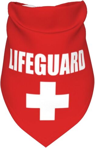 Lifeguard Pet Dog Bandana Scarf for Puppy Dog Beach Pool Accessories Bandana,Summer Dog Bandana,Security Dog Bandana (Red) in Saudi Arabia