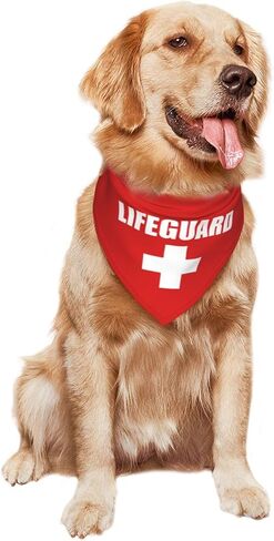 Lifeguard Pet Dog Bandana Scarf for Puppy Dog Beach Pool Accessories Bandana,Summer Dog Bandana,Security Dog Bandana (Red) in Saudi Arabia