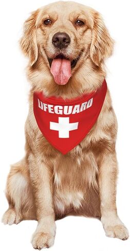 Lifeguard Pet Dog Bandana Scarf for Puppy Dog Beach Pool Accessories Bandana,Summer Dog Bandana,Security Dog Bandana (Red) in Saudi Arabia