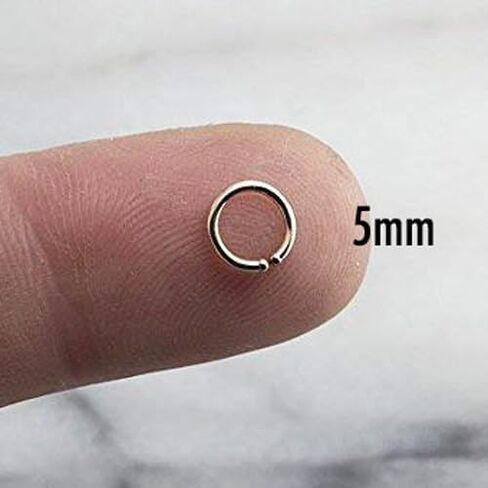 Gold, Silver Tiny Hoop Earrings for Women Cartilage Nose Septum Helix Tragus Rings Multiple Piercing Jewelry, Hypoallergenic (5mm | 1 Pair, 14K Yellow Gold Filled | 21 Gauge) in Saudi Arabia