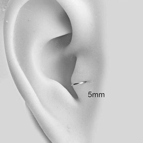 Gold, Silver Tiny Hoop Earrings for Women Cartilage Nose Septum Helix Tragus Rings Multiple Piercing Jewelry, Hypoallergenic (5mm | 1 Pair, 14K Yellow Gold Filled | 21 Gauge) in Saudi Arabia