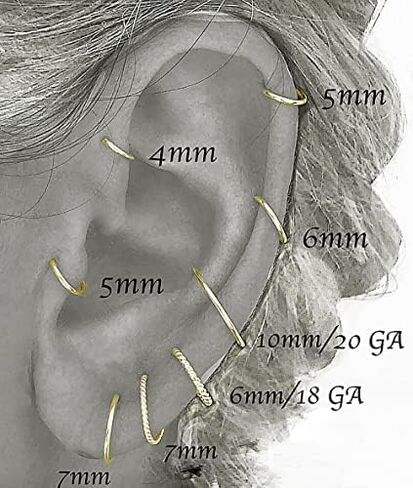 Gold, Silver Tiny Hoop Earrings for Women Cartilage Nose Septum Helix Tragus Rings Multiple Piercing Jewelry, Hypoallergenic (5mm | 1 Pair, 14K Yellow Gold Filled | 21 Gauge) in Saudi Arabia