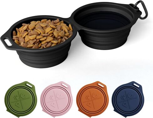 Pup Culture Dual Collapsible Dog Bowls | Silicone Travel Water Bowl for Dogs | Food Grade, No Plastic Rim, Portable Dog Bowl for Food and Water - Easy to Clean | BPA Free and Safe for Your Pup-Pink in Saudi Arabia