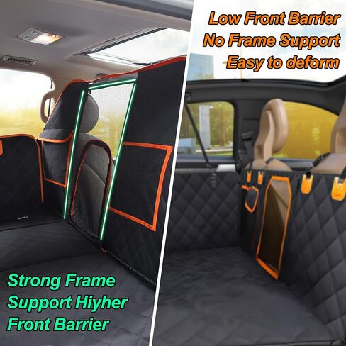 HEELE Back Seat Extender for Dogs, Hard Bottom Car Seat Cover with Mesh Window and Pocket for Traveling and Camping with Pets, Dog Hammock for Car Waterproof and Nonslip, Suitable for Car SUV in Saudi Arabia