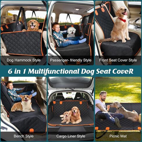 HEELE Back Seat Extender for Dogs, Hard Bottom Car Seat Cover with Mesh Window and Pocket for Traveling and Camping with Pets, Dog Hammock for Car Waterproof and Nonslip, Suitable for Car SUV in Saudi Arabia