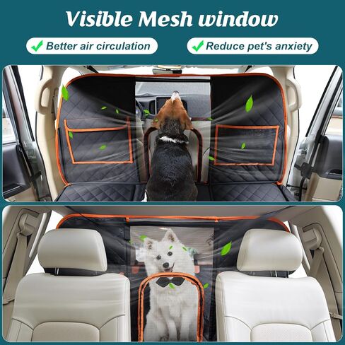 HEELE Back Seat Extender for Dogs, Hard Bottom Car Seat Cover with Mesh Window and Pocket for Traveling and Camping with Pets, Dog Hammock for Car Waterproof and Nonslip, Suitable for Car SUV in Saudi Arabia