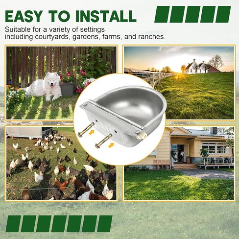 موزع وعاء مياه أوتوماتيكي من الفولاذ المقاوم للصدأ من MAOPINER، وعاء مياه شرب للكلاب، موزع مياه لحوض المياه للماشية، حوض ذاتي التعبئة مع صمامات تعويم وخرطوم أنابيب (بدون فتحة تصريف) in Kuwait