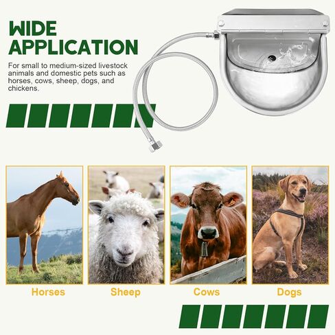 موزع وعاء مياه أوتوماتيكي من الفولاذ المقاوم للصدأ من MAOPINER، وعاء مياه شرب للكلاب، موزع مياه لحوض المياه للماشية، حوض ذاتي التعبئة مع صمامات تعويم وخرطوم أنابيب (بدون فتحة تصريف) in Kuwait