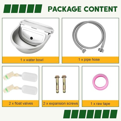 موزع وعاء مياه أوتوماتيكي من الفولاذ المقاوم للصدأ من MAOPINER، وعاء مياه شرب للكلاب، موزع مياه لحوض المياه للماشية، حوض ذاتي التعبئة مع صمامات تعويم وخرطوم أنابيب (بدون فتحة تصريف) in Kuwait